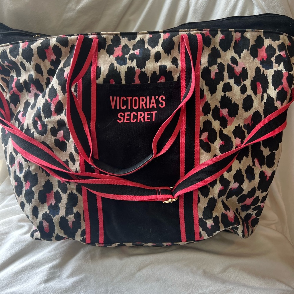 Victoria's Secret Leopard Print Tote with Pink Accents